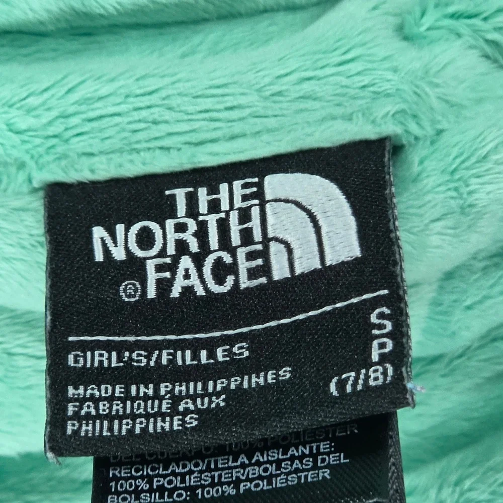 The North Face REVERSIBLE Jacket Girls S 7/8 Mint Green Grey Excellent Mossbud